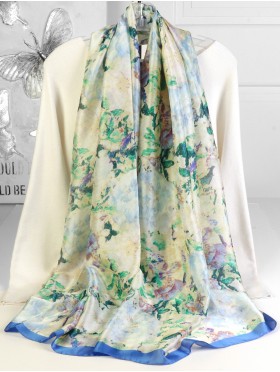 Premium Silk Feeling Lilac Garden Print Scarf